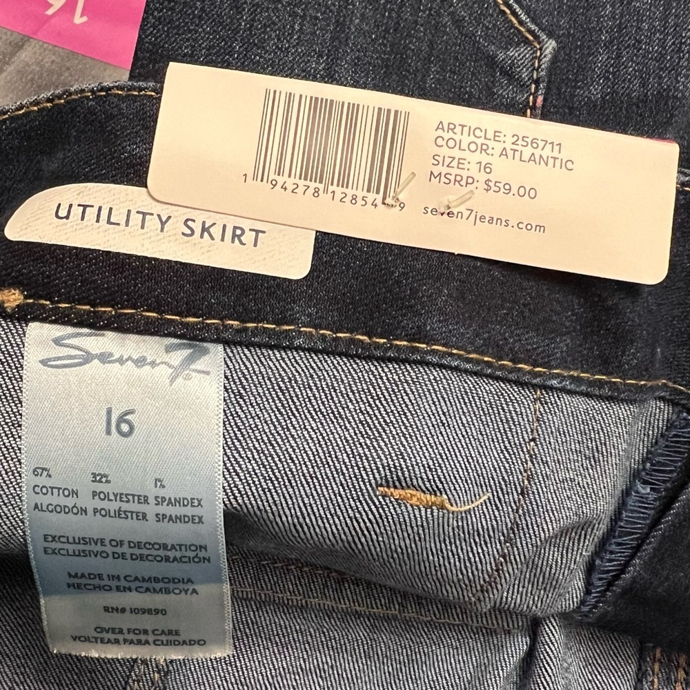 Seven7 jean utility skirt cotton twill pockets Atlantic Wash blue size 16 NWT - Picture 8 of 8